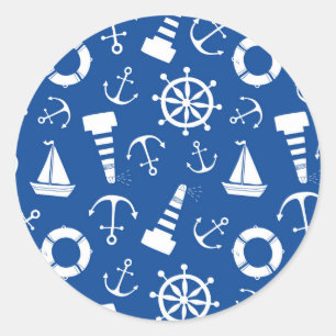 Sticker Rond Motif bleu de mer