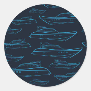 Sticker Rond Motif bleu de yacht