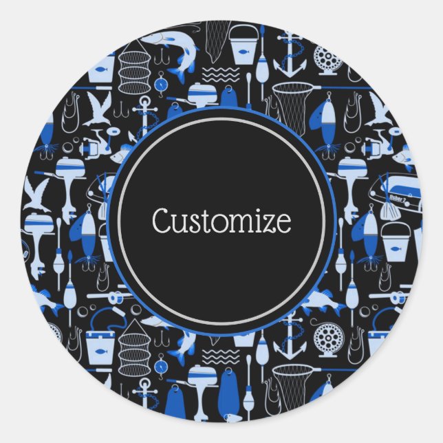 Sticker Rond Motif bleu pêche Personnalisé (Devant)