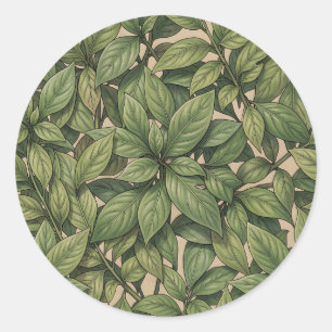 Sticker Rond Motif botanique vert feuille sans couture vintage