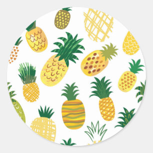 Sticker Rond Motif branché à l'ananas