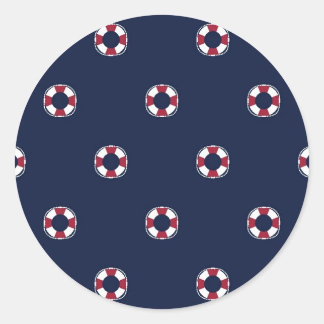 Sticker Rond Motif Buoy Rouge Et Blanc (Devant)