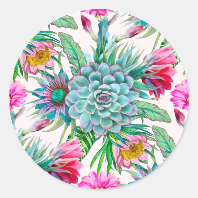 Sticker Rond Motif cactus (Devant)