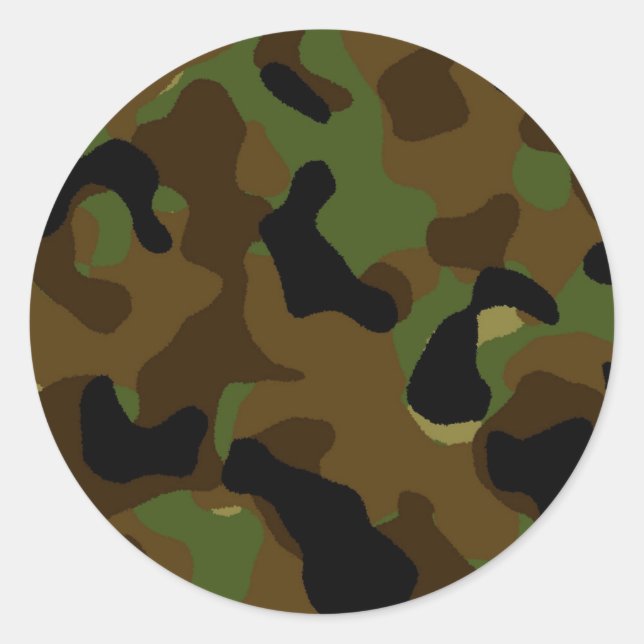 Sticker Rond Motif Camouflage Camo de l'armée verte militaire (Devant)