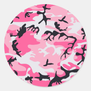 Sticker Rond Motif Camouflage rose