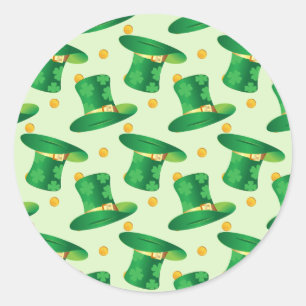 Sticker Rond Motif Casquette irlandais vert, design du jour st