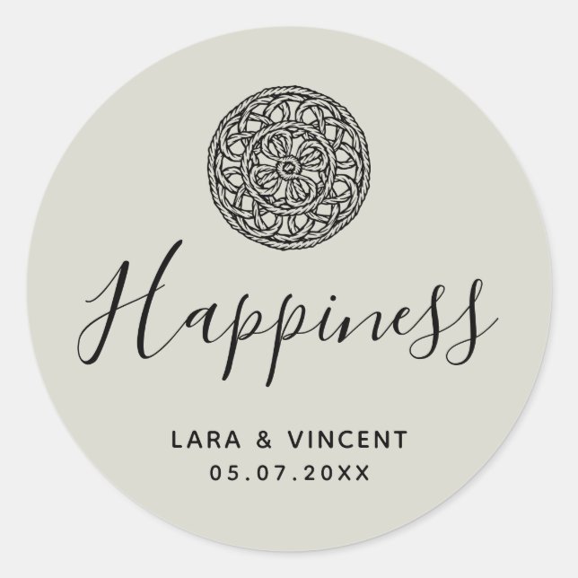 Sticker Rond Motif celtique tressé Merci (Devant)