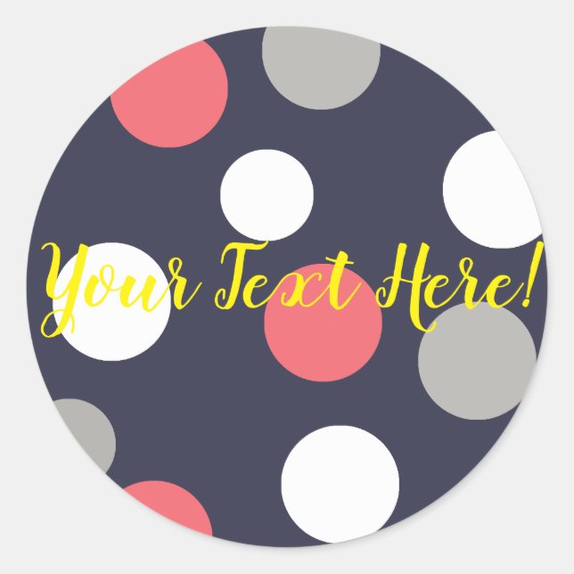 Sticker Rond Motif Cercles Boules Gris Blanc Corail Rose (Devant)