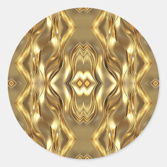 Sticker Rond Motif charmant de couleur dorée  (Devant)