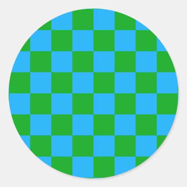 Sticker Rond Motif chèque À damiers bleu vert (Devant)