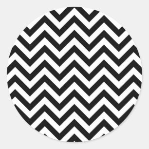 Sticker Rond Motif Chevron blanc noir simple