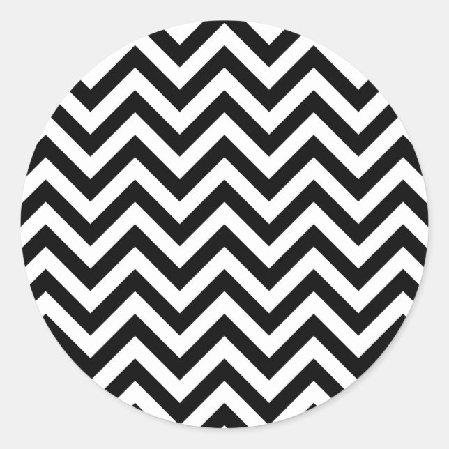 Sticker Rond Motif Chevron blanc noir simple (Devant)