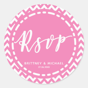 Sticker Rond Motif Chevron rose - RSVP