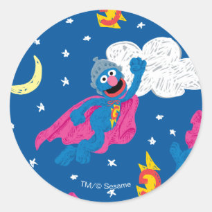 Sticker Rond Motif ciel nocturne Super Grover 2.0