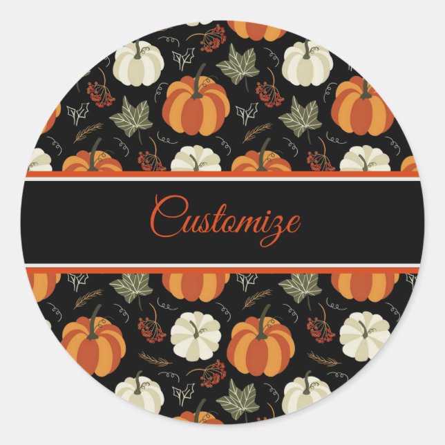 Sticker Rond Motif Citrouille d'automne (Devant)