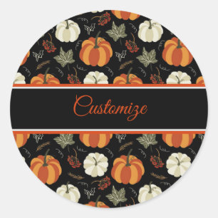 Sticker Rond Motif Citrouille d'automne