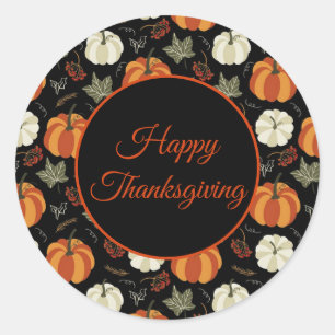 Sticker Rond Motif Citrouille d'automne Thanksgiving