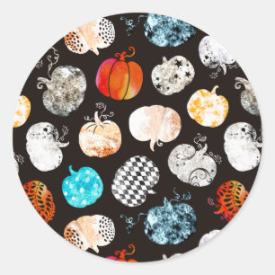 Sticker Rond Motif Citrouille décoratif d'Halloween