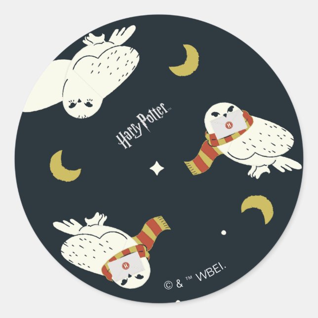 Sticker Rond Motif Clair de Lune d'Hedwig (Devant)