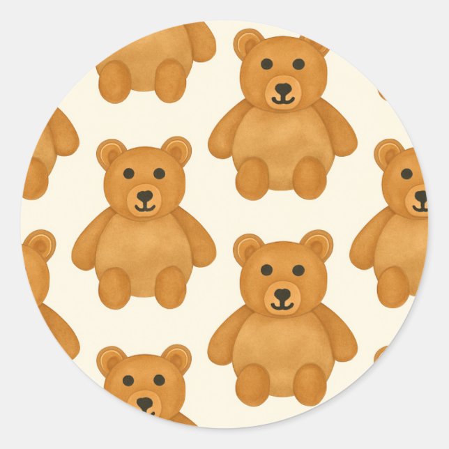 Sticker Rond Motif classique d'ours en peluche (Devant)