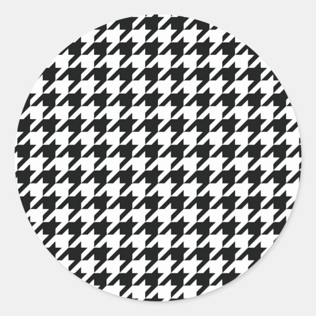 Sticker Rond Motif classique en Houndstooth : Noir & Blanc Vint (Devant)