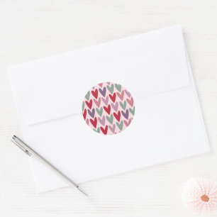 Sticker Rond Motif Cœurs 1