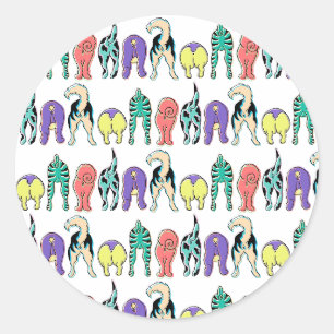 Sticker Rond Motif coloré des boutons de chien
