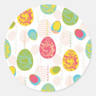 Sticker Rond Motif coloré d'oeufs de pâques
