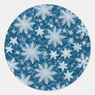 Sticker Rond Motif courbé Flakes Bleu et Blanc