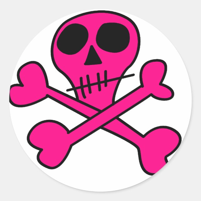 Sticker Rond Motif Crâne et Os (Devant)