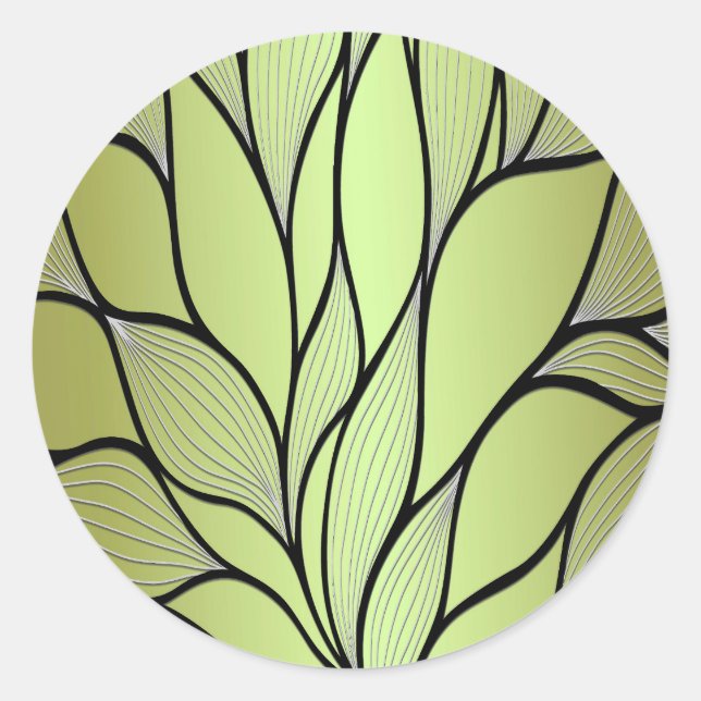 Sticker Rond Motif Créatif Vert Olive  (Devant)