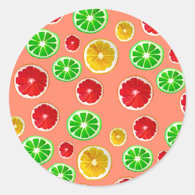 Sticker Rond Motif d'agrumes de fruits juteux (Devant)