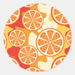 Sticker Rond Motif d'agrumes orange rétro