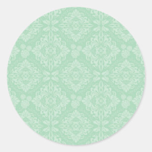 Sticker Rond Motif damassé vert