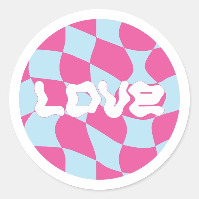 Sticker Rond Motif d'amour rose Y2K (Devant)