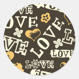 Sticker Rond Motif d'amour tiré à la main