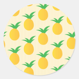 Sticker Rond Motif d'ananas jaune vif