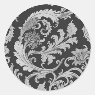 Sticker Rond Motif d'antiquités Monochrome Fleur