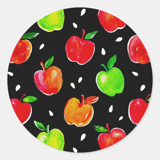 Sticker Rond Motif d'application d'aquarelle vive (Devant)