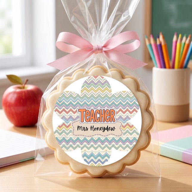 Sticker Rond Motif d'appréciation de professeur rétro mignon (Créateur téléchargé)