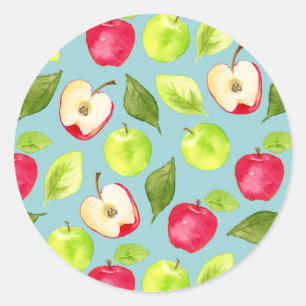 Sticker Rond Motif d'aquarelle aux fruits de pomme