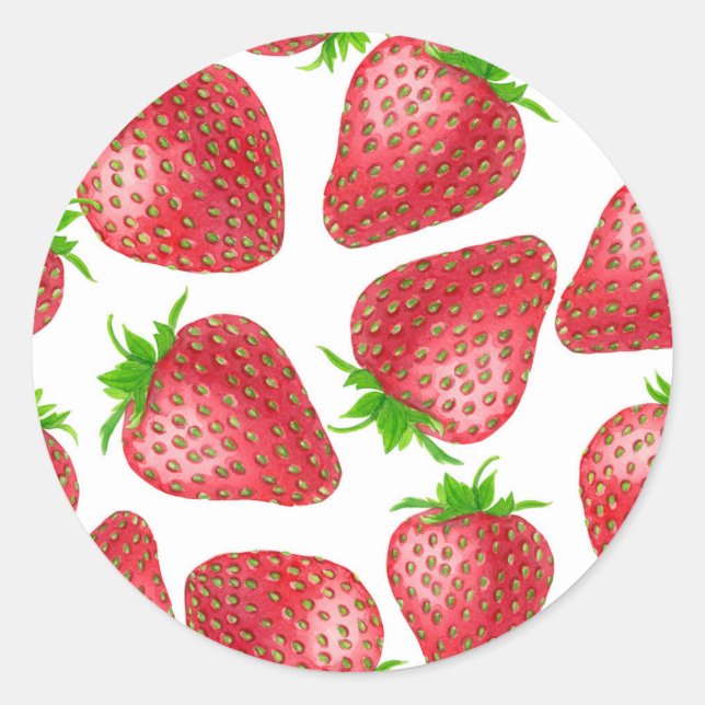 Sticker Rond Motif d'aquarelle de fraises (Devant)