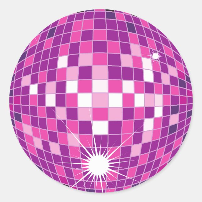 Sticker Rond Motif de bal Disco Rose (Devant)