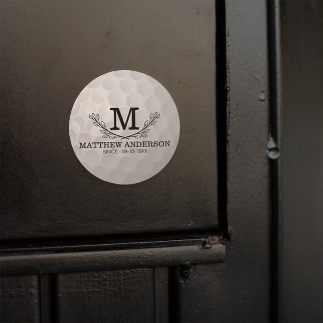 Sticker Rond Motif de balle de golf personnalisé Nom Monogramme (Créateur téléchargé)