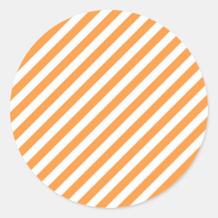 Sticker Rond Motif de bandes orange et blanc diagonales