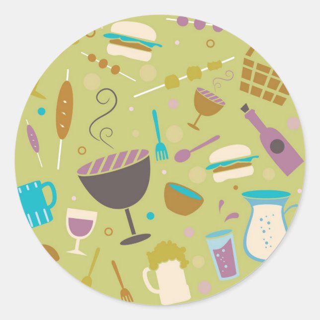 Sticker Rond Motif de barbecue (Devant)