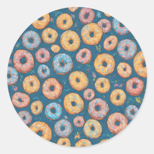 Sticker Rond Motif de beignets sucrés