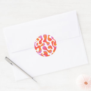 Sticker Rond Motif de blobs à dégradé moderne en rose et orange