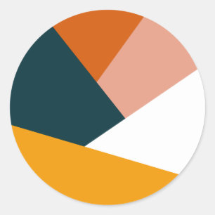 Sticker Rond Motif de bloc de couleur géométrique abstrait mode