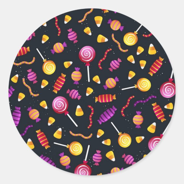 Sticker Rond Motif de bonbons d'Halloween (Devant)